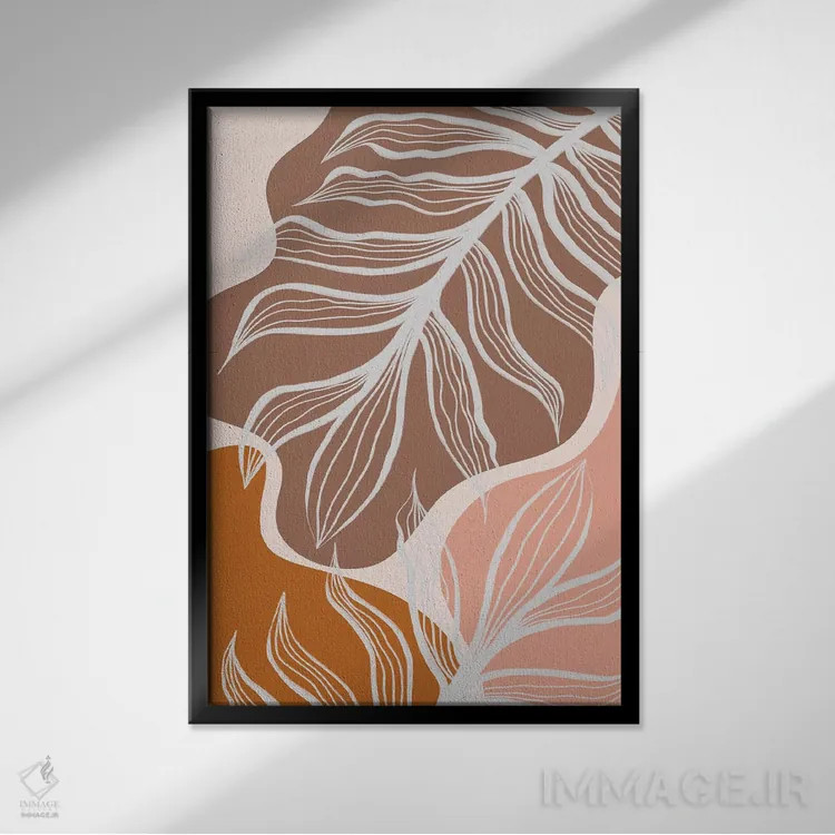 تابلو اشکال آلی و برگهای نخل اثر آلیسا گالیتسینا - نمای قابدار مشکی
