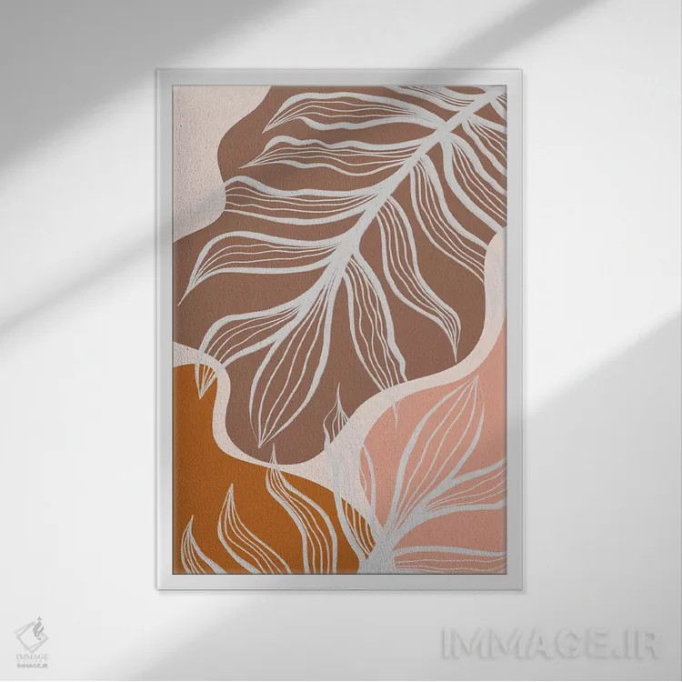 تابلو اشکال آلی و برگهای نخل اثر آلیسا گالیتسینا - نمای قابدار سفید