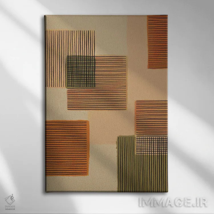 تابلو وصلهدوزی هندسی II اثر آلیسا گالیتسینا - نمای روبهرو روی دیوار