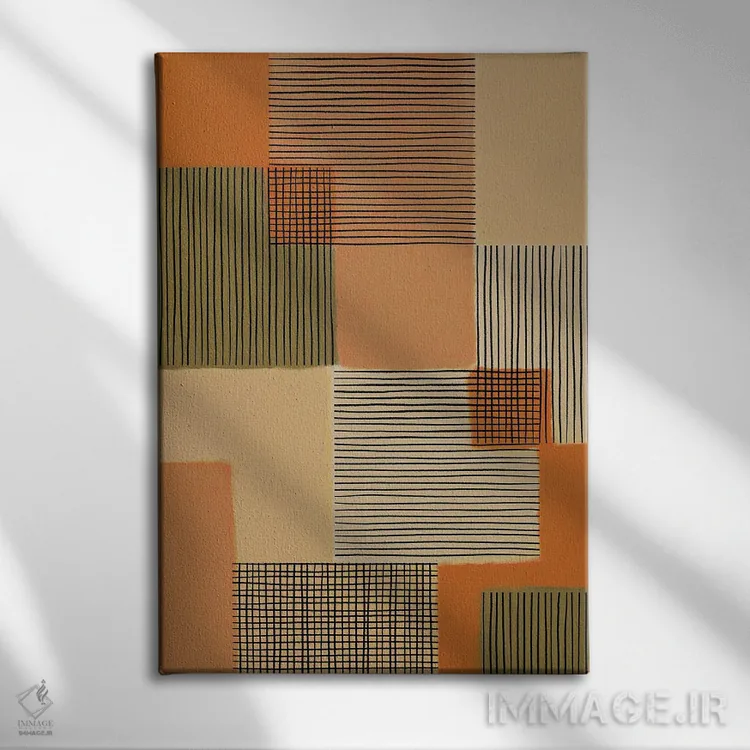 تابلو وصلهدوزی هندسی IV اثر آلیسا گالیتسینا - نمای روبهرو روی دیوار