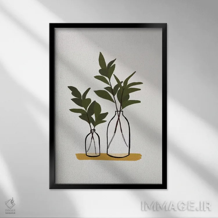 تابلو شاخهها و بطریها اثر آلیسا گالیتسینا - نمای قابدار مشکی