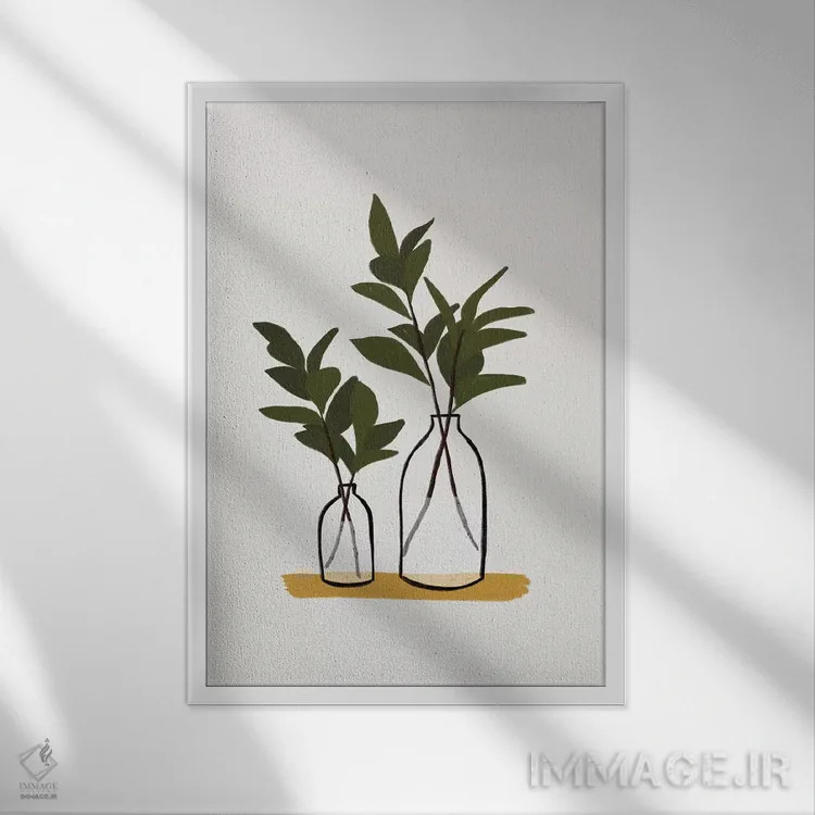 تابلو شاخهها و بطریها اثر آلیسا گالیتسینا - نمای قابدار سفید