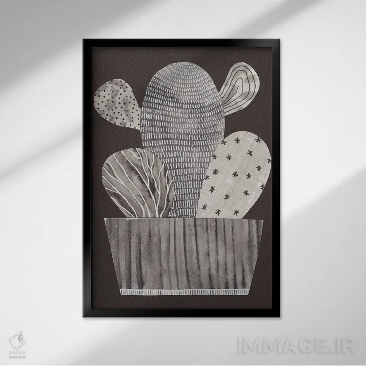 تابلو کاکتوس کوچک اثر آلیسا گالیتسینا - نمای قابدار مشکی