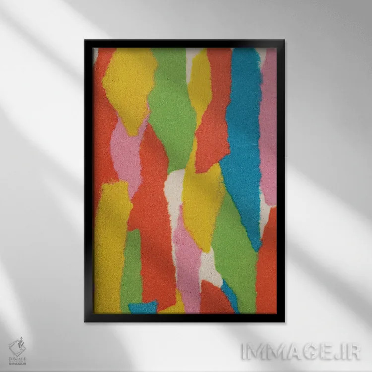 تابلو کلاژ کاغذی رنگارنگ I اثر آلیسا گالیتسینا - نمای قابدار مشکی