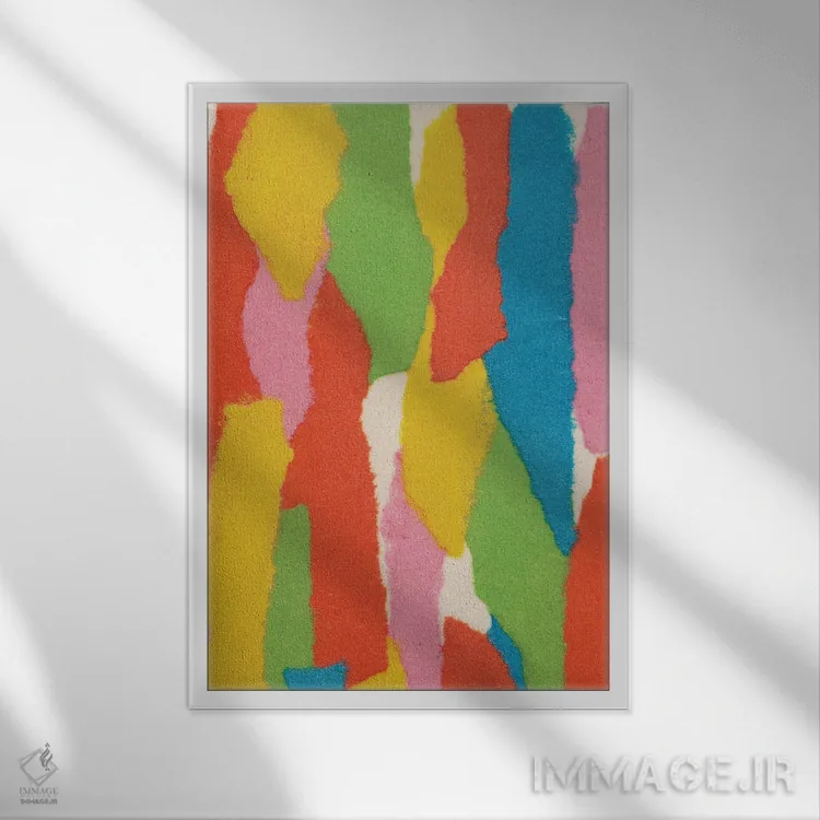 تابلو کلاژ کاغذی رنگارنگ I اثر آلیسا گالیتسینا - نمای قابدار سفید