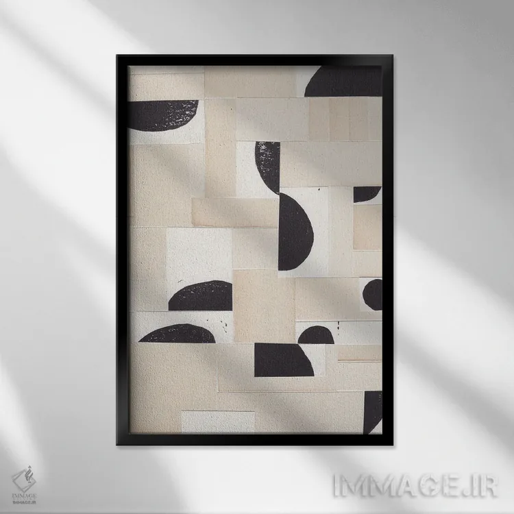 تابلو نمای ماه به شکل هندسی اثر آلیسا گالیتسینا - نمای قابدار مشکی