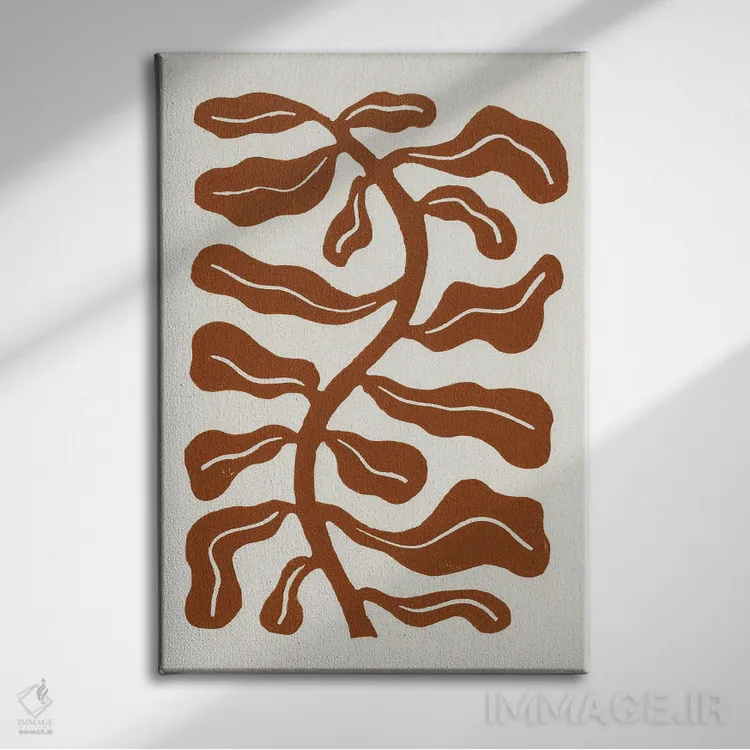 تابلو گیاه بوسهخورده از نسیم به رنگ قهوهای زین اثر آلیسا گالیتسینا - نمای روبهرو روی دیوار