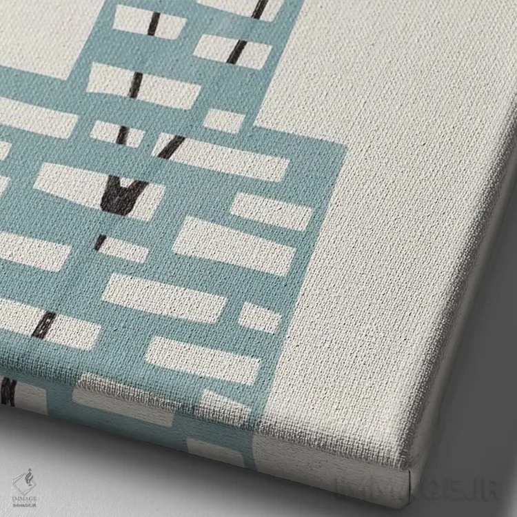 تابلو گل ژیپسوفیلا در گلدان آبی اثر آلیسا گالیتسینا - نمای نزدیک بافت بوم