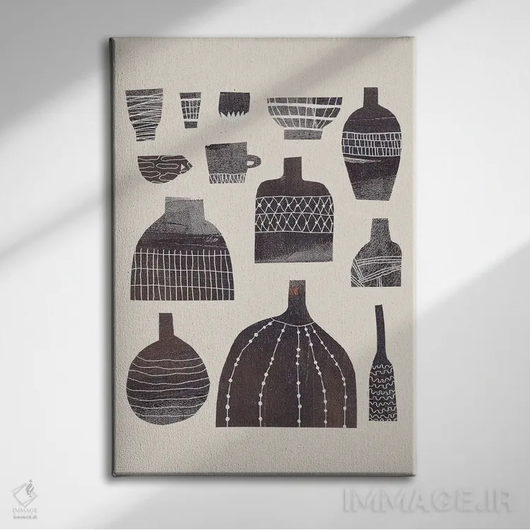 تابلو سفالگری و طرحها II اثر آلیسا گالیتسینا - نمای روبهرو روی دیوار