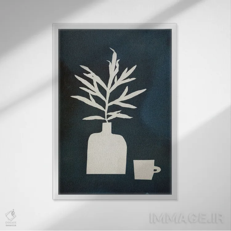 تابلو مطالعهٔ طبیعت بیجان به روش سیانوتایپ III اثر آلیسا گالیتسینا - نمای قابدار سفید