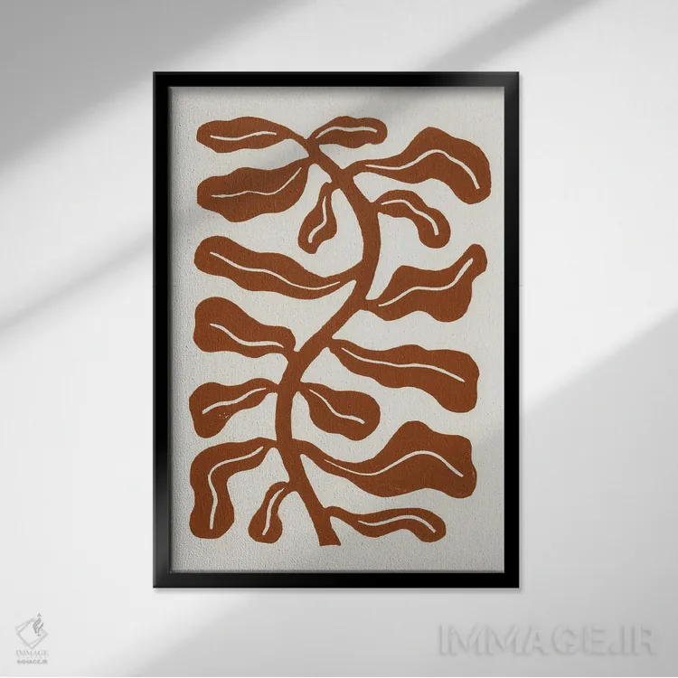 تابلو گیاه بوسهخورده از نسیم به رنگ قهوهای زین اثر آلیسا گالیتسینا - نمای قابدار مشکی