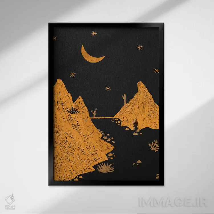 تابلو منظره بیابانی اثر آلیسا گالیتسینا - نمای قابدار مشکی