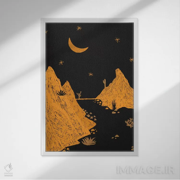 تابلو منظره بیابانی اثر آلیسا گالیتسینا - نمای قابدار سفید