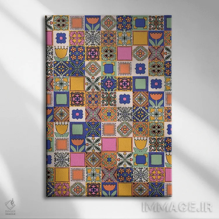 تابلو وصلهدوزی گلدار دستکشیده اثر آلیسا گالیتسینا - نمای روبهرو روی دیوار