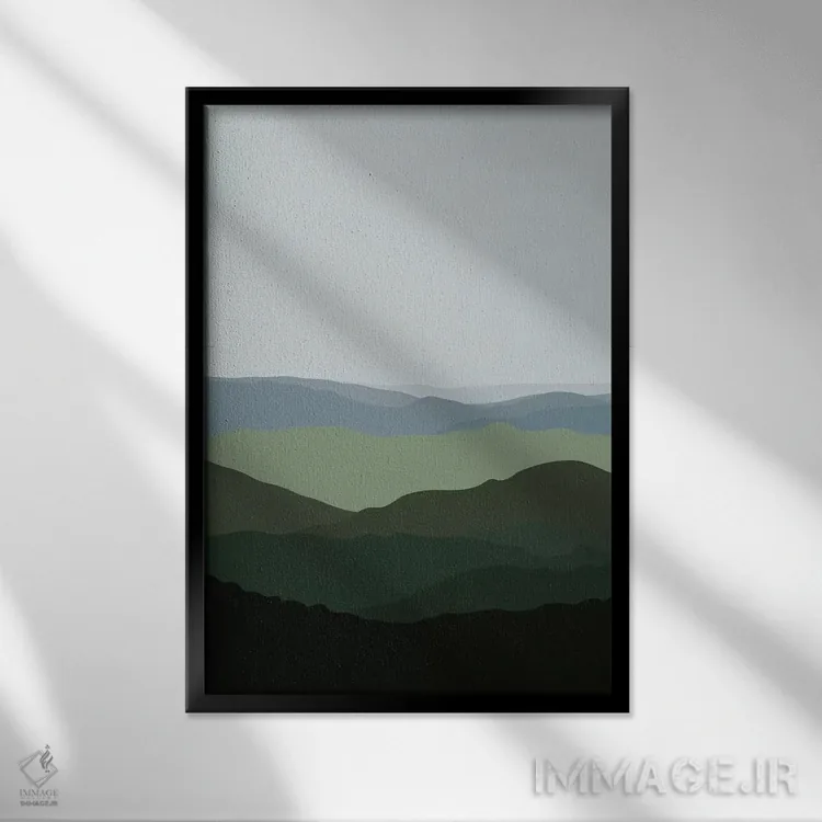 تابلو منظره کوهستانی سبز اثر آلیسا گالیتسینا - نمای قابدار مشکی