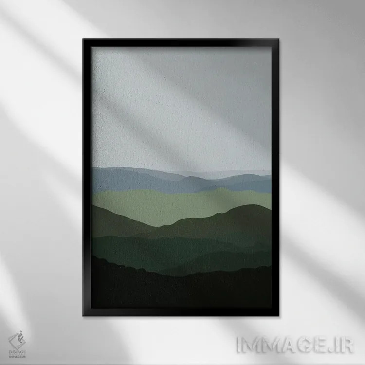 تابلو منظره کوهستانی سبز اثر آلیسا گالیتسینا - نمای قابدار مشکی