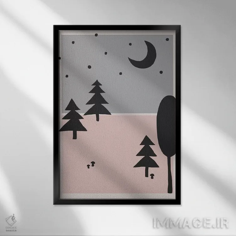 تابلو جنگل در شب اثر آلیسا گالیتسینا - نمای قابدار مشکی