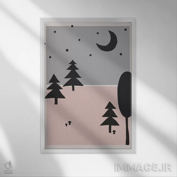 تابلو جنگل در شب اثر آلیسا گالیتسینا - نمای قابدار سفید