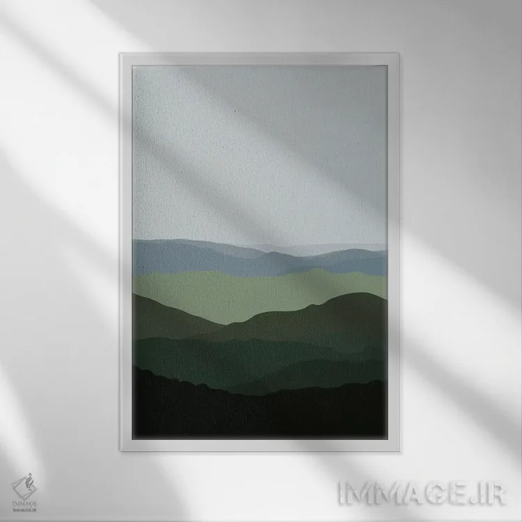 تابلو منظره کوهستانی سبز اثر آلیسا گالیتسینا - نمای قابدار سفید