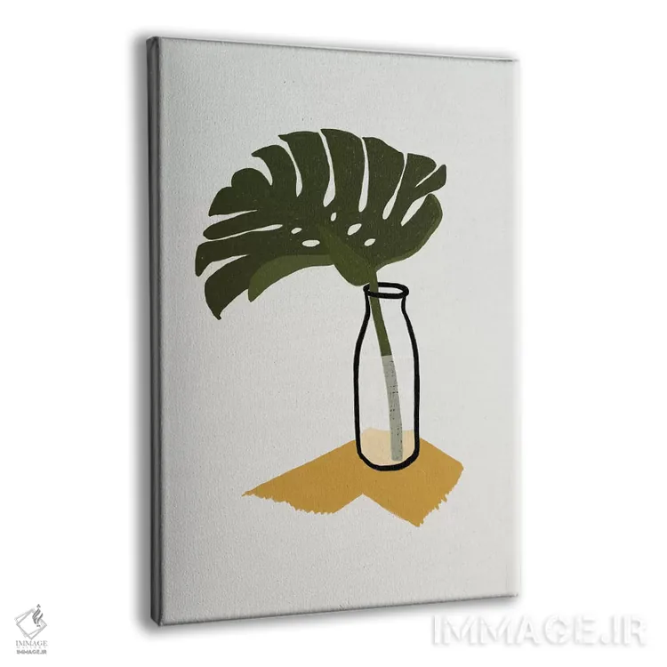 تابلو برگ مانسترا دلیشیوسا در بطری اثر آلیسا گالیتسینا - نمای پرسپکتیو محصول