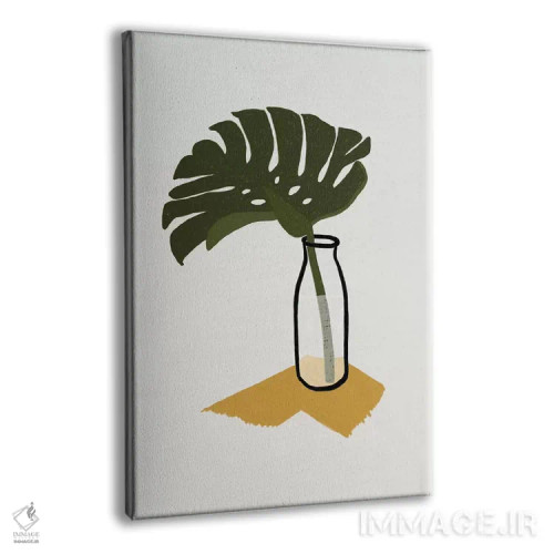 تابلو برگ مانسترا دلیشیوسا در بطری اثر آلیسا گالیتسینا - نمای پرسپکتیو محصول