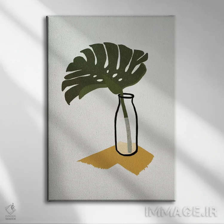 تابلو برگ مانسترا دلیشیوسا در بطری اثر آلیسا گالیتسینا - نمای روبهرو روی دیوار