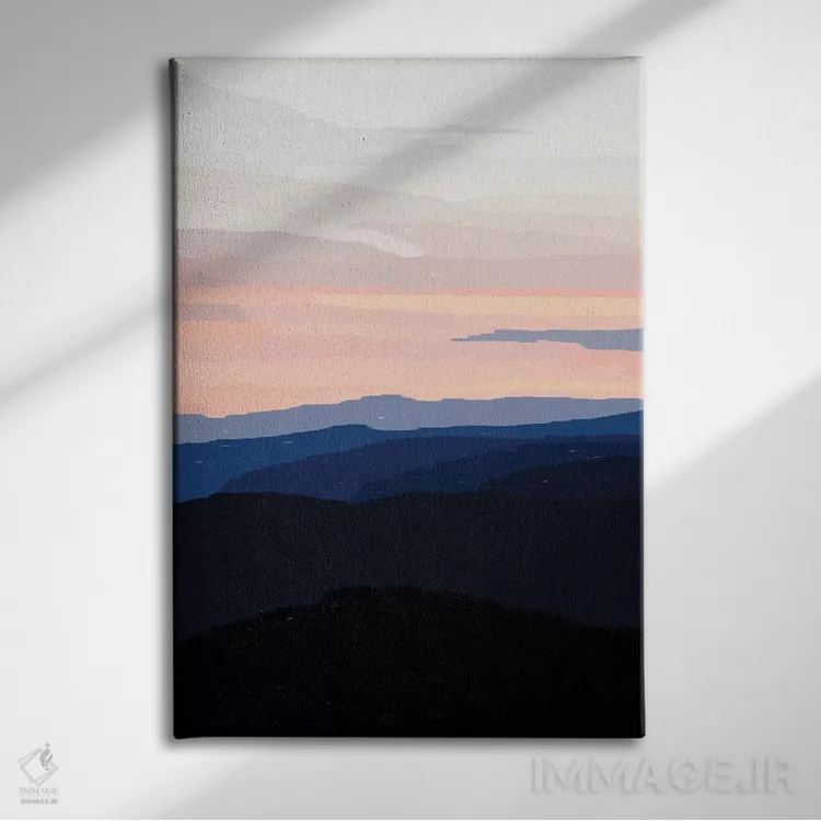 تابلو غروب پاستلی روی کوهها اثر آلیسا گالیتسینا - نمای روبهرو روی دیوار