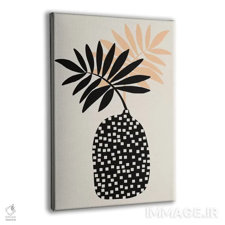 تابلو طبیعت بی‌جان با گلدان و برگ‌های گرمسیری اثر آلیسا گالیتسینا - نمای پرسپکتیو محصول