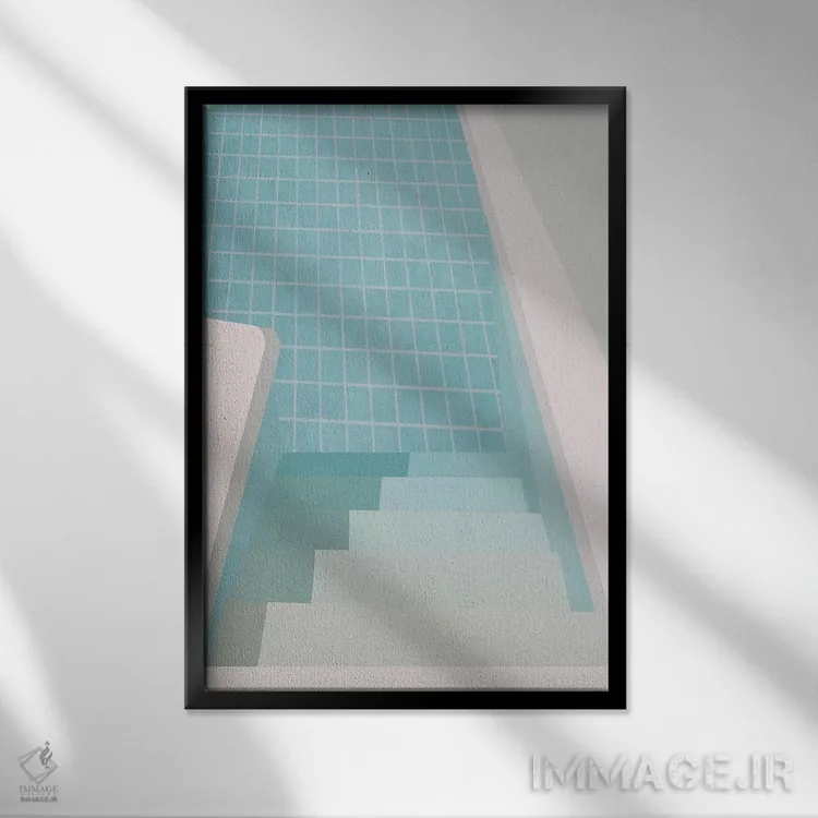 تابلو تابستان استخر ۱ اثر آلیسا گالیتسینا - نمای قابدار مشکی