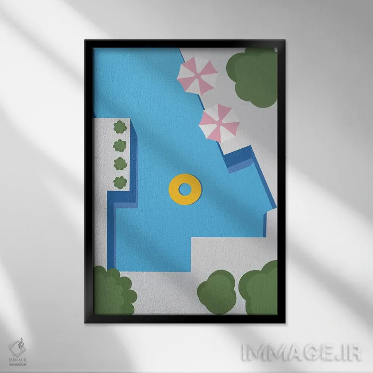 تابلو تابستان استخر ۲ اثر آلیسا گالیتسینا - نمای قابدار مشکی