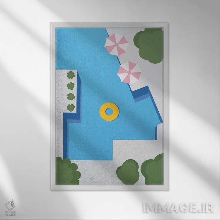 تابلو تابستان استخر ۲ اثر آلیسا گالیتسینا - نمای قابدار سفید