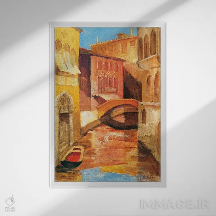 تابلو صبح کنار کانال ۱ اثر آلبنا خریستوا - نمای قابدار سفید