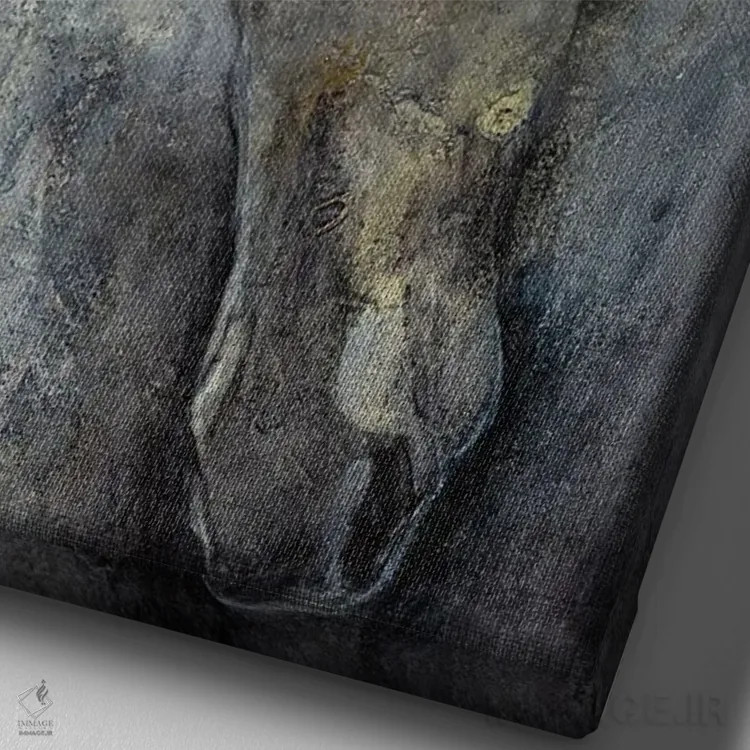 تابلو خاکستری خجالتی اثر آلبنا خریستوا - نمای نزدیک بافت بوم