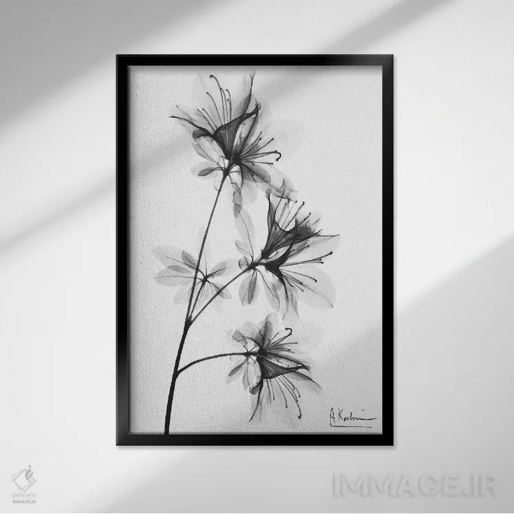 تابلو زیباییهای بهاری (سیاه و سفید) اثر آلبرت کوئتسیِر - نمای قابدار مشکی
