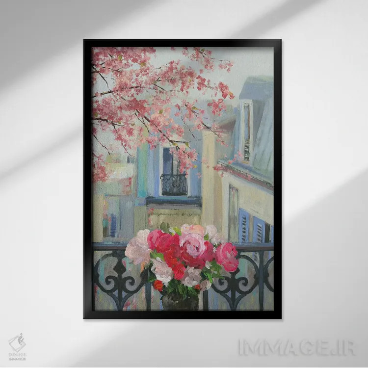 تابلو پاریس در بهار II (فرانسه) اثر آلیسون پیرس - نمای قابدار مشکی