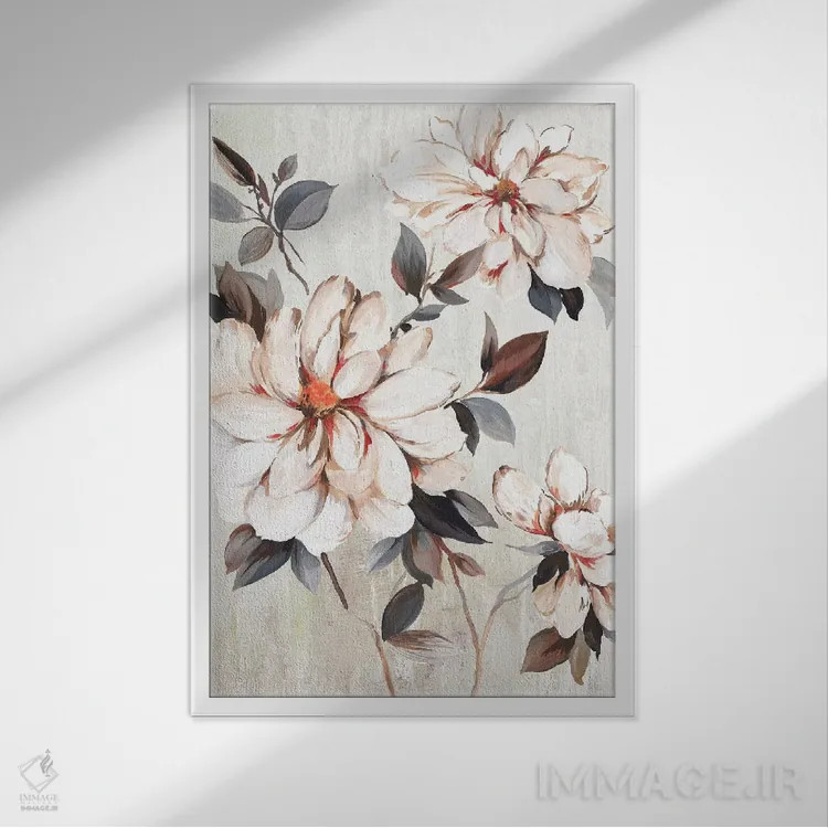 تابلو شکوفههای در حال رشد اثر آلیسون پیرس - نمای قابدار سفید