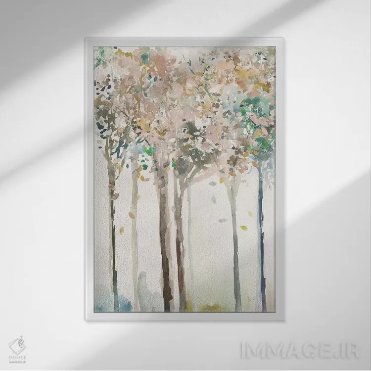 تابلو درختان طلایی II اثر آلیسون پیرس - نمای قابدار سفید