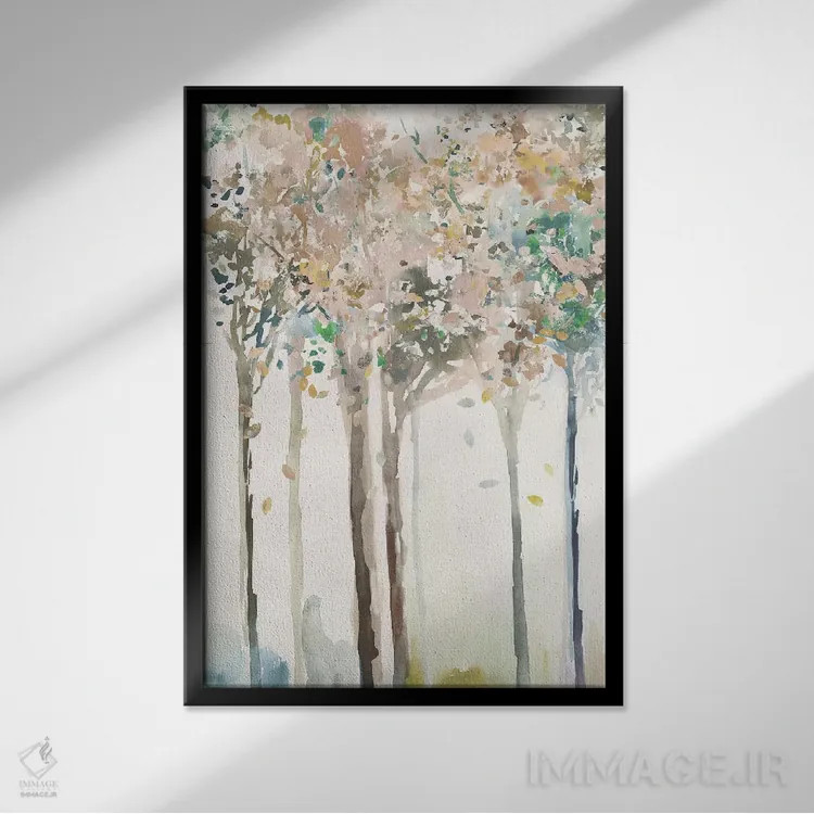 تابلو درختان طلایی II اثر آلیسون پیرس - نمای قابدار مشکی