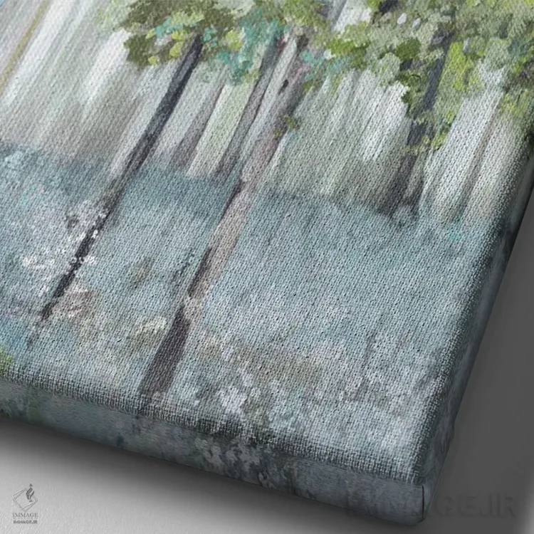 تابلو جنگل روشن اثر آلیسون پیرس - نمای نزدیک بافت بوم