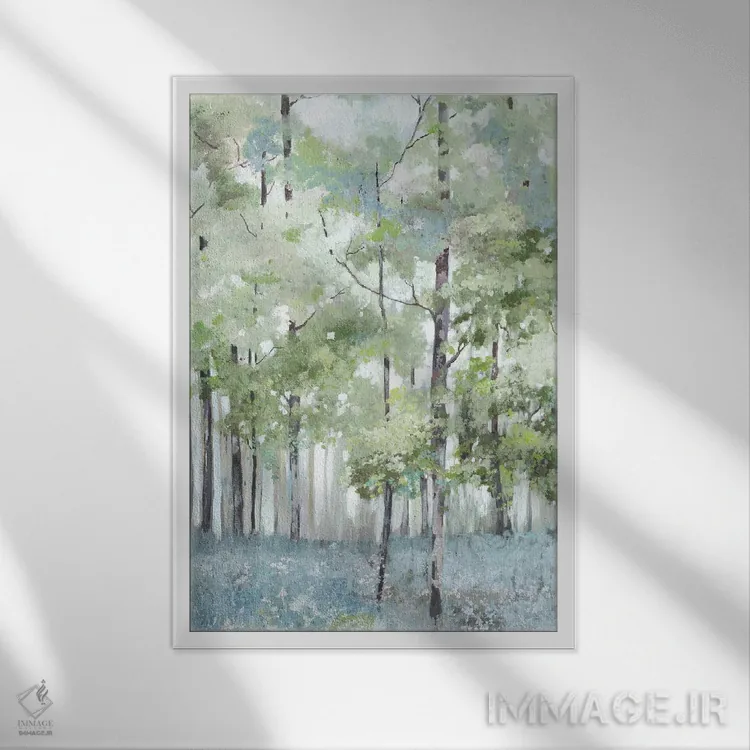 تابلو جنگل روشن اثر آلیسون پیرس - نمای قابدار سفید