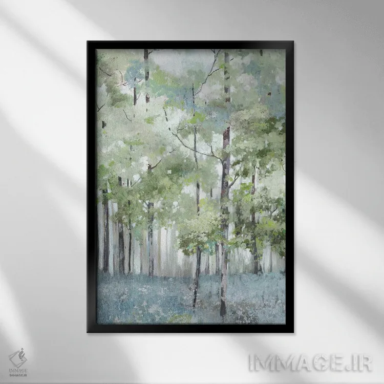 تابلو جنگل روشن اثر آلیسون پیرس - نمای قابدار مشکی