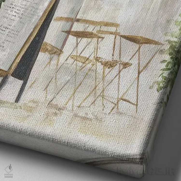 تابلو کافهٔ پاریس I اثر آلیسون پیرس - نمای نزدیک بافت بوم