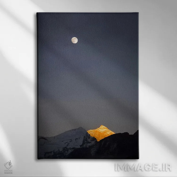 تابلو طلوع ماه در بالای ماکالو، ماهالانگور هیما، رشته کوه هیمالیا، خومبو، نپال اثر الکس بیوس - نمای روبهرو روی دیوار