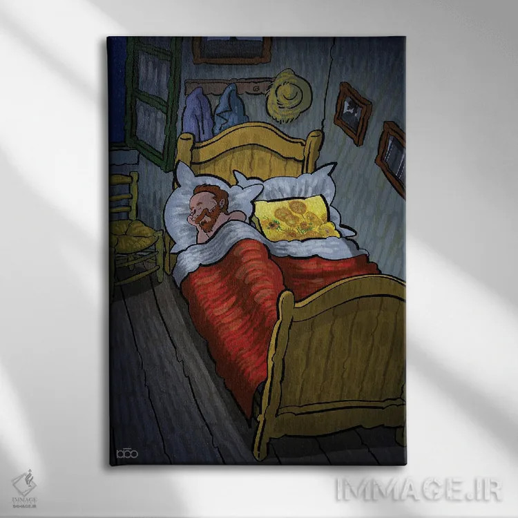 تابلو شب بخیر گل من اثر علیرضا کریمی مقدم (هنرمند ایرانی) - نمای روبهرو روی دیوار