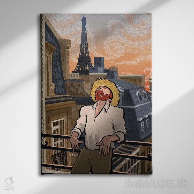 تابلو به آسمان نگاه کن اثر علیرضا کریمی مقدم (هنرمند ایرانی) - نمای روبهرو روی دیوار