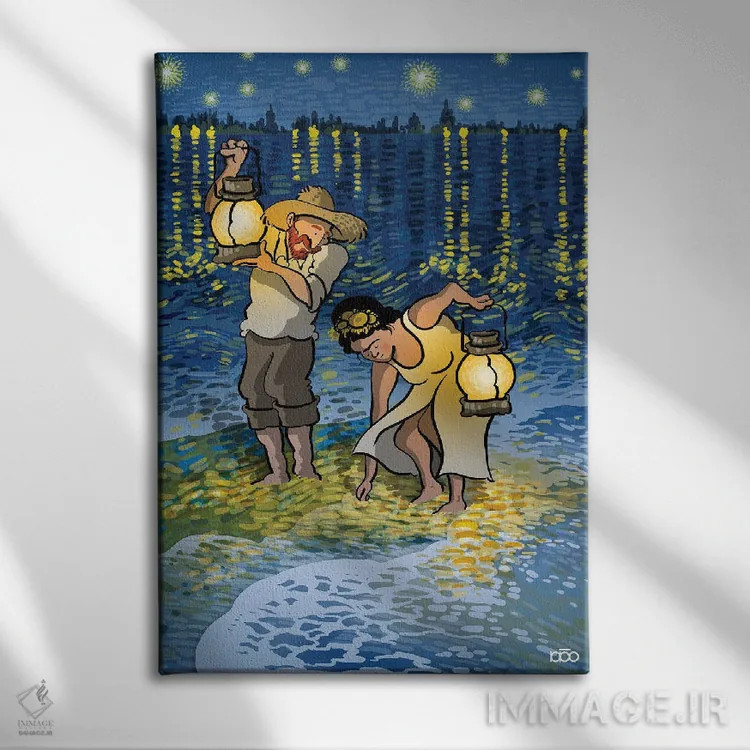 تابلو در جستجوی ستارگان اثر علیرضا کریمی مقدم (هنرمند ایرانی) - نمای روبهرو روی دیوار