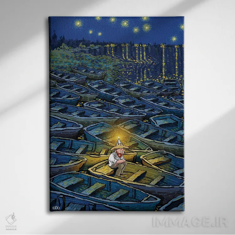 تابلو گمشده در رویاها اثر علیرضا کریمی مقدم (هنرمند ایرانی) - نمای روبهرو روی دیوار