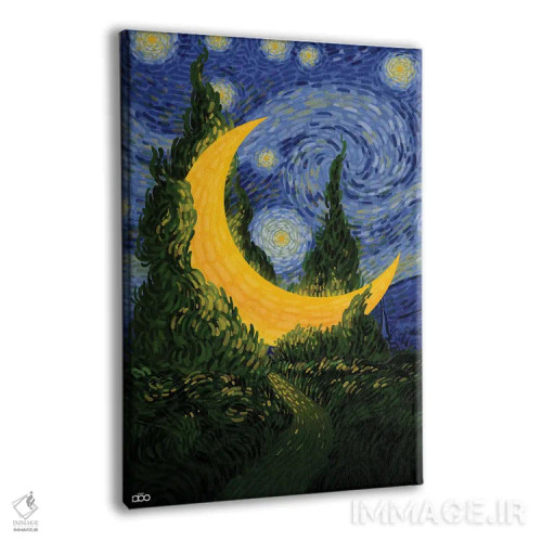 تابلو ماه و سرو اثر علیرضا کریمی مقدم (هنرمند ایرانی) - نمای پرسپکتیو محصول