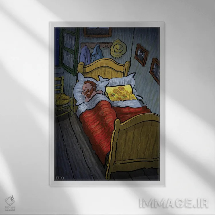 تابلو شب بخیر گل من اثر علیرضا کریمی مقدم (هنرمند ایرانی) - نمای قابدار سفید