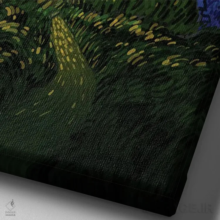 تابلو ماه و سرو اثر علیرضا کریمی مقدم (هنرمند ایرانی) - نمای نزدیک بافت بوم